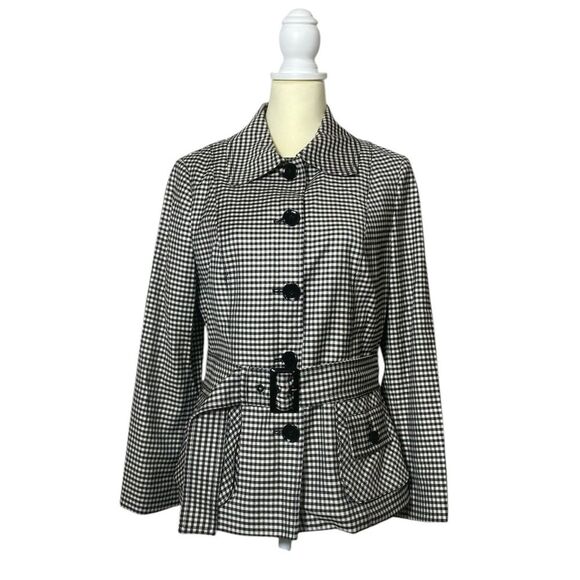 Carlisle Jackets & Blazers - Carlisle Black & White Gingham Wool Blend Button Front Blazer/Coat Womens Size 8